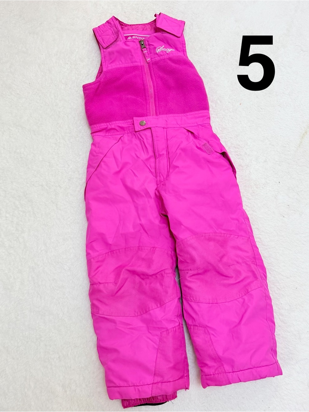 Snozu Girls' Pink Insulated Ski Bib Pants size 5
